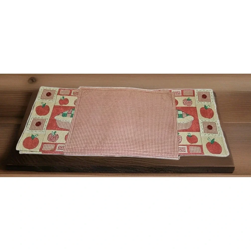 Pink Gingham Cottagecore Fall Apple Pie Table Reversible Placemats Set 6 18